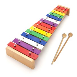 Kids Wooden Xylophone With 15 Metal Keys Musical Instrument Toy Kids Great Gift with Wooden Mallet