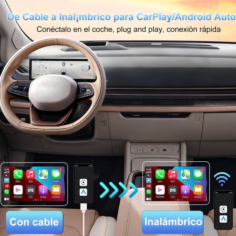 Kammoy Adaptador Inalámbrico para CarPlay y Android Auto, 5 GHz,