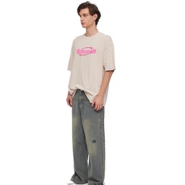 Y2K Oversized Graphic Tees for Women - Introvert Acid Washed Vintage Unisex Tee Short Sleeve Streetwear Tops Oatmeal