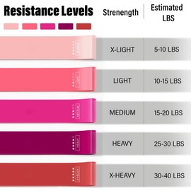 FTTYONE Set of 5 Resistance Bands for Working Out, Different Levels Elastic Band for Home Gym Long Exercise Workout, with Carrying Bag