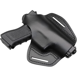 MAYMOC Leather Holster 2 Slot OWB Compatible with Glock 17 19 22 26 32 33 / S&W M&P Shield/Springfield XD & XDS/Plus All Similar Size Handguns Waistband Right Side - Black