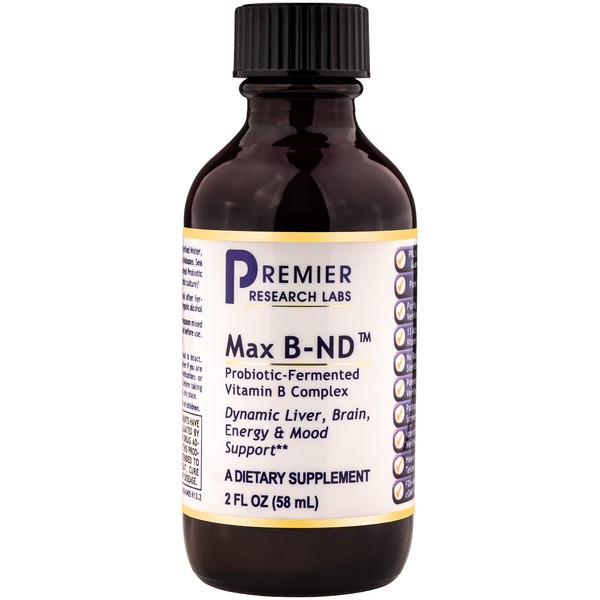 Max B-ND TM, 2 fl oz, Vegan Product - Probiotic-Fermented Vitamin B Complex Formula for Dynamic Liver, Energy, Brain and Mood Support