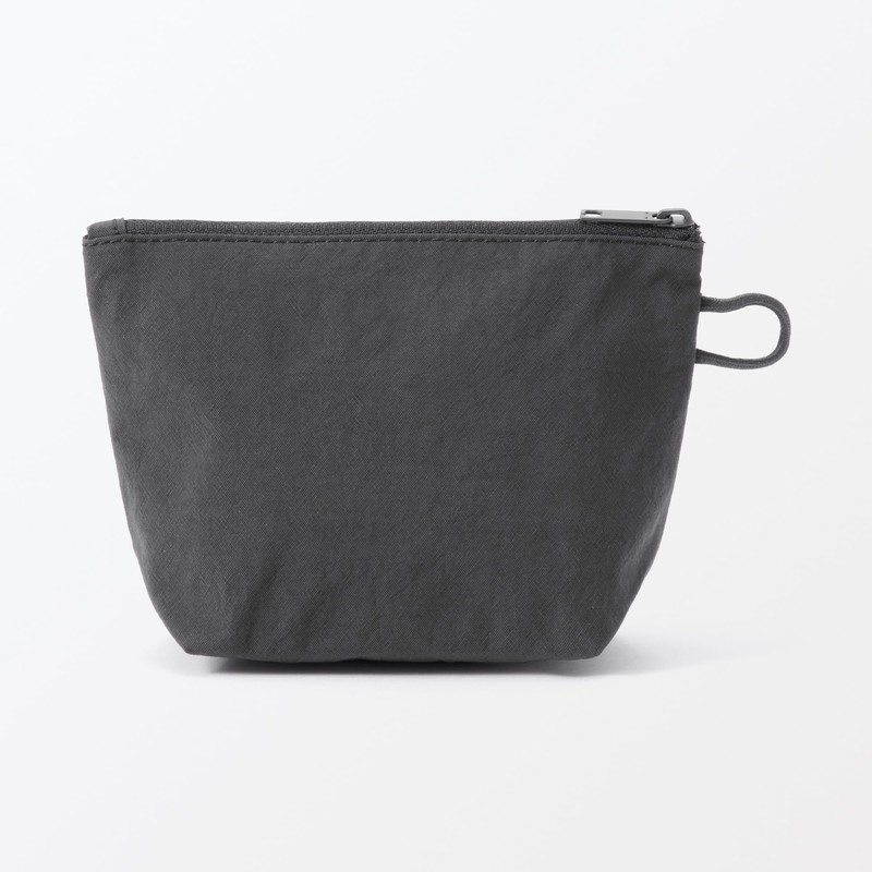 MUJI 84473876 Wrinkle Nylon Pouch with Gusset, Dark Gray, S,