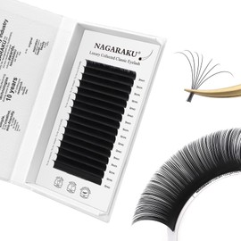NAGARAKU NAGARAKU Individual Eyelash Extensions, Luxury Collected Classic Single Lashes Upgraded 3rd Generation Soft Natural Beauty Salon Professional Lash Supplies 16 Rows Matte Black -0.10 C Curl 9mm