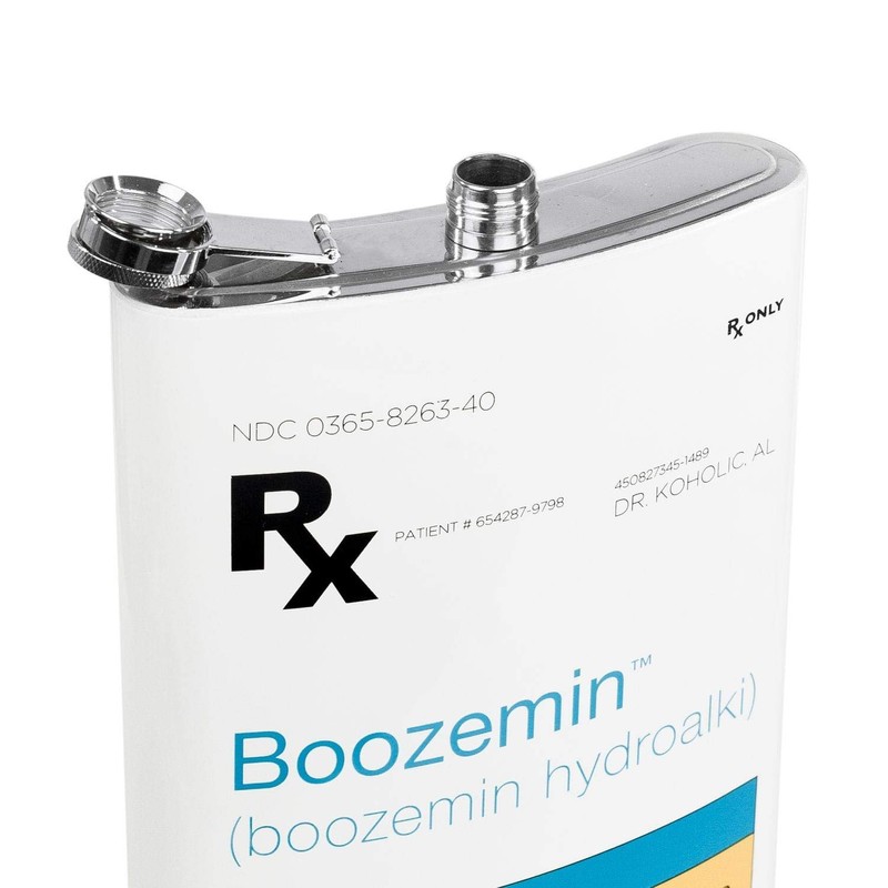RX Boozemin 64 Oz Large Oversize Stainless Steel Novelty Liquor
