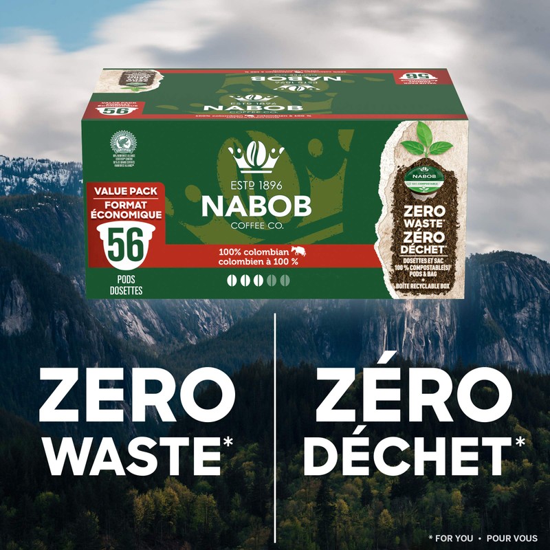 Biluocun Nabob 100% Colombian Coffee 100% Compostable Pods, 56 count