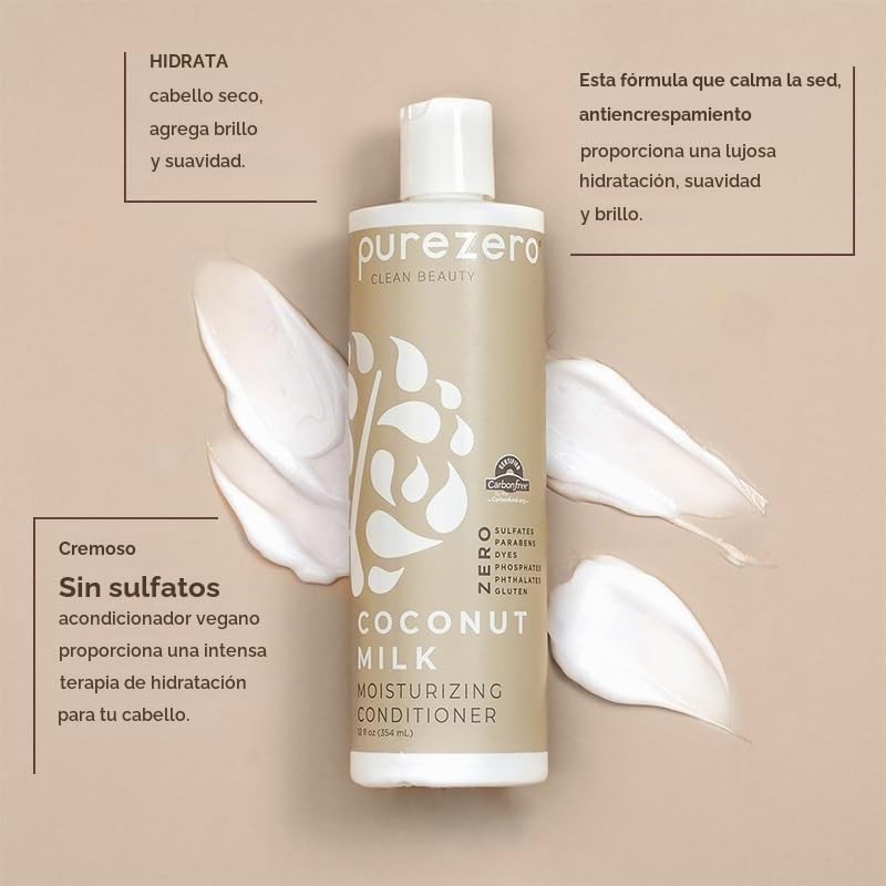 Purezero Set de Champú y Acondicionador de Leche de Coco
