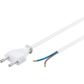 Goobay 51345 Netzkabel 2 polig Eurostecker & offene Enden Stromkabel 2 polig Kabel mit Stecker Euro CEE 7/16 Aderendhülsen Eurokabel Weiß 1,5m