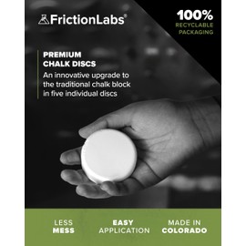 Friction Labs Chalk Discs - Premium Moisture-Absorbing Gym Chalk Blocks for Rock Climbing, Weight Lifting, Gymnastics, & Bowling - Mess Free Gym Chalk - 5 Individual 0.85oz Block Chalk Discs