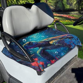 Wismoutput Golf Cart Seat Covers Sea Turtles Super Sturdy & Soft Blanket Cover Universal Cushion Cover for Sports Travel Fits Club Car, More Golf Carts