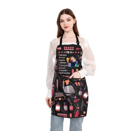 PLITI Nail Tech Apron With Pockets I'm a Nail Tech Artist Inspirer Listener Therapist Earner Counselor Hard-Worker Gift (Nail tech Therapist AP2U)