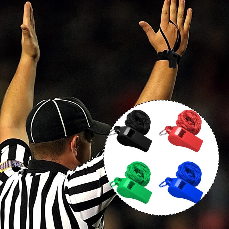 Jagowa 4 Pcs Plastic Whistle with Lanyard 4 Colors for