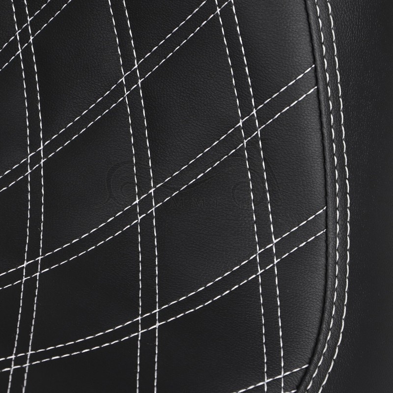 Unbranded Black+White Stitching Front Driver Solo Seat Fit For Harley
