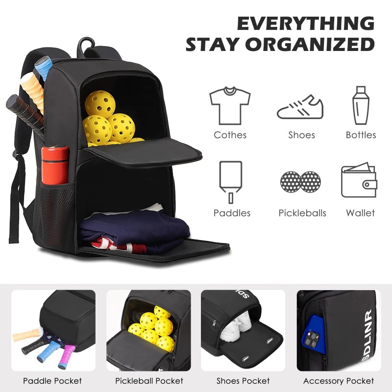 Sdlinr Pickleball Bag Fits 4 to 10 Paddles, Large Pickleball