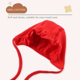 Lovely Baby Girl Hospital Hat Soft Cotton Newborn Beanie Winter Baby Hats for Infant Girls (Red)