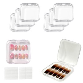 Push-on Nail Tip Box, Set of 6 Comes with 30 double sided tape Convenient for storing, displaying, dustproof and organizing nail parts. Easy to carry nail storage box (transparent box 3.0 x 3.0 inches