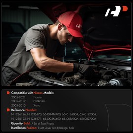 A-Premium Front Driver and Passenger Hood Hinges Compatible with Nissan Frontier 2005-2021, Pathfinder 2005-2012, Xterra 2005-2015, Front Left and Right Side, 2-PC Set