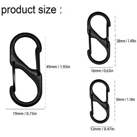 EGOOW Zipper Lock Clips, 12pcs Mini S Carabiner Zipper Locks, Zipper Locks Anti Theft Clips, Backpack Lock Zipper, Anti-Theft Zipper Clips, for Backpack Handbag Luggage, Black- 3 Sizes