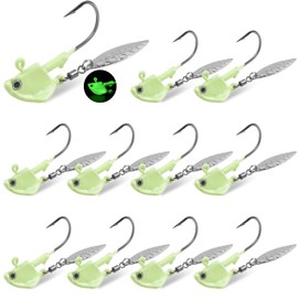 16Pcs Fishing Jig Head Underspin Jig Head Hook with Willow Blade Spinner Spoon Swimbait Jig Heads Hook for Bass Trout 1/4OZ 3/8OZ 2/5OZ