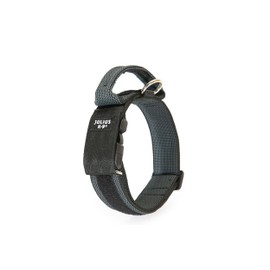 Julius-K9 Colour and Gray Collar with Handle, Safety Lock and Interchangeable Patch, 50 mm (49-70 cm), Black-Gray