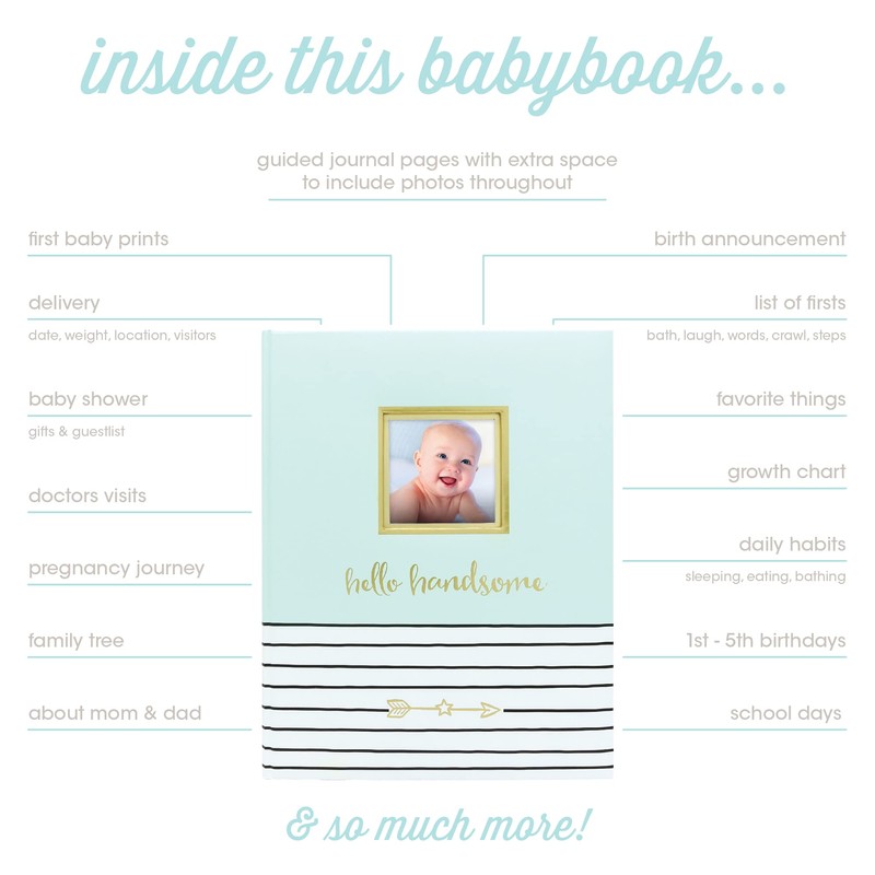 Pearhead Hello Handsome, First 5 Years Baby Memory Book with