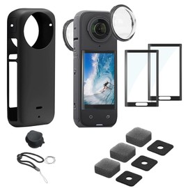 GUTERTOP Insta360 x4 Lens Protector for Insta 360 x4 Accessories Includes Insta360 x4 Screen Protector, Lens Cap, Lens Protector, Action Camera Protective Case and Noise Reduction Sponge