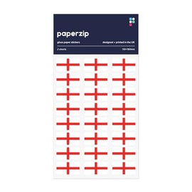 PAPERZIP - England Flags (Saint George's Cross) – 48 Stickers for Business, Schools