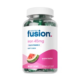 Bariatric Fusion Iron Supplement for Women Anemia | Chewable Iron with Vitamin C | Watermelon Flavored Soft Chew | Gentle on Stomach Ferrous Fumarate for Women and Men | Gluten Free | 60 Count