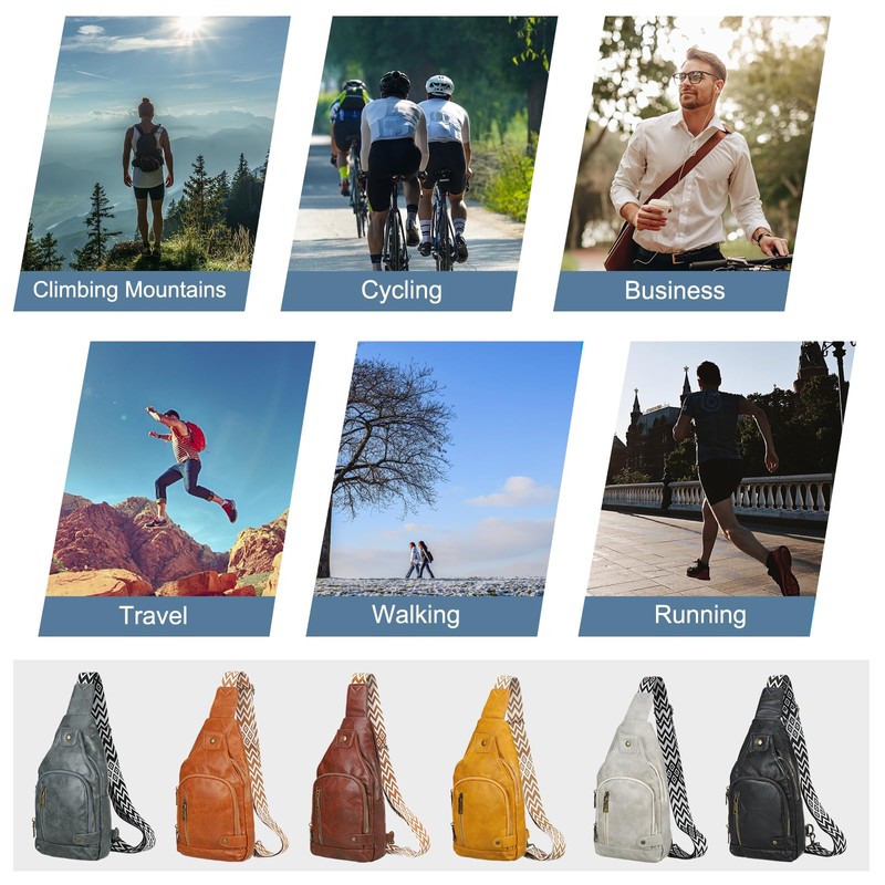 DTGN PU Leather Sling Bag Crossbody Backpack - 6.69"x12.6" (LXH)