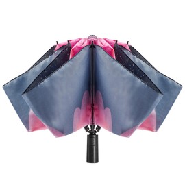 ACEIken Umbrella Reverse Close Folding Windproof Travel Umbrella - Compact and Portable for Easy Carrying with Auto Open-Close - for Men and Women-Pink Flower