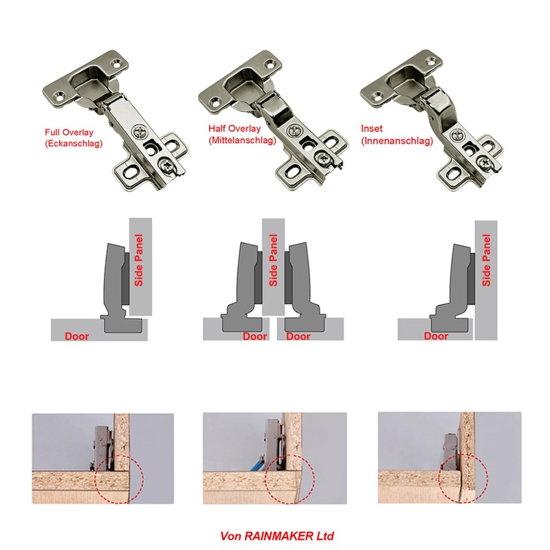 LOOTICH 105 Degree Inset Hinges 35 mm for Kitchen Cabinet