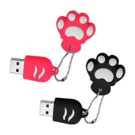 USB Stick 64GB, Pack of 2 Flash Drive USB 2.0 64GB Cat Paw Pendrive Cute Memory Stick Cartoon Funny Memory Stick Pen Drive for Tablet, PC, Gifts (Black, Pink)