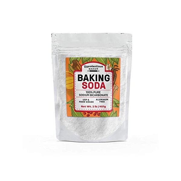 Baking Soda, 2 lbs. by Unpretentious Baker, Gluten-Free, Highest Quality Food & USP Grade, Non-GMO, Pesticide Free, Great for Baking & Cooking, Leavening Agent, Pure Sodium Bicarbonate