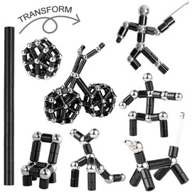 Magnetic Fidget Pen, Jiki Crush Metric Crinkle, Crushmetric Switch Strato, Multifunctional Deformable Magnet Writing Toy for Friends (Black)