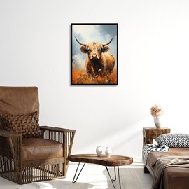 NymphFable Rustic Highland Cow Wall Decor Poster Western Farmhouse Poster for Office Bedroom Living Room Decor 12x16 in Unframed