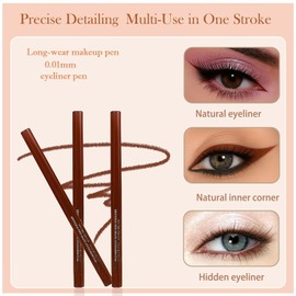 2PCS Waterproof Red Brown Eyeliner Pencil – Long-Lasting & Smudge-Proof, Highly Pigmented, Smooth Glide, Ultra-Fine Tip – Easy to Use, Ideal for Natural or Bold Eye Looks, Travel-Friendly