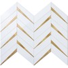 DICOFUN 1 Sheet Polished White Herringbone Peel and Stick Backsplash