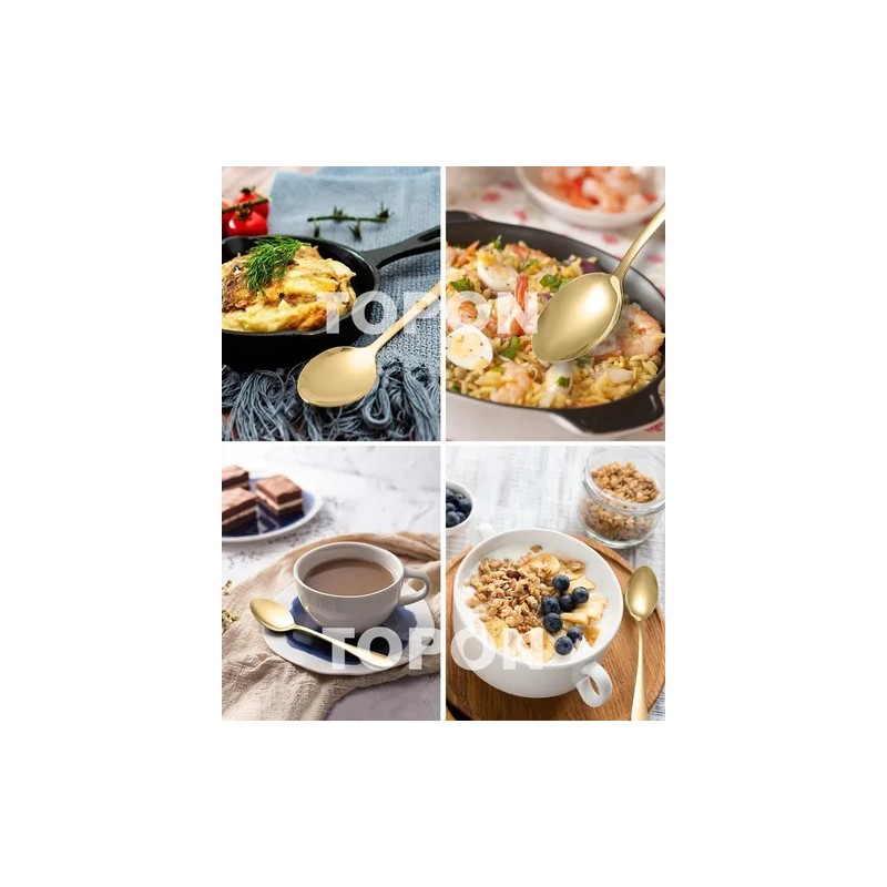 Juego De Cubiertos Acero Inoxidable Dorado Topon 30 Piezas