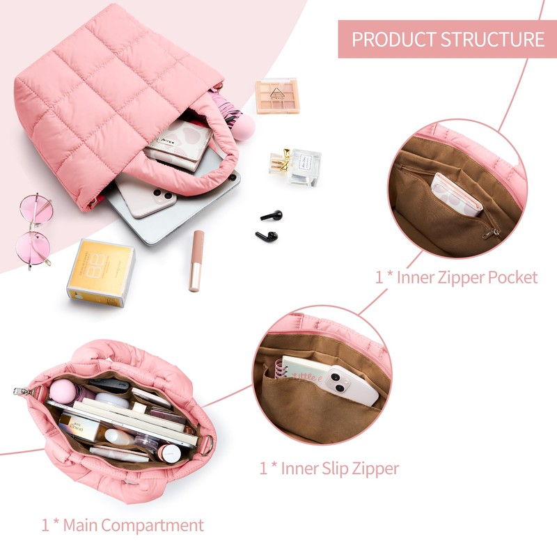 KALIDI - Bolso bandolera acolchado pequeño para mujer, de nailon