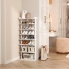 HOMEFORT 7-Tier Wood Shoe Rack, Double Rows 7-Tier Shoe Shelf,
