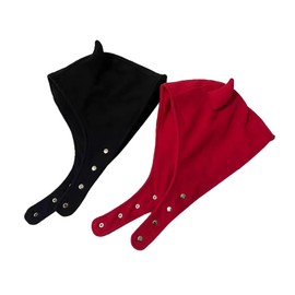 BAIMORE Unisex Winter Gothic Devil Horn Earflap Hat Adjustable Windproof Travel Ski Beanie Beige