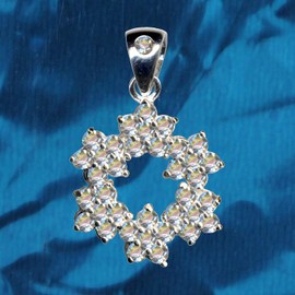 51053 Pendant Flower / Real Silver 925 with Zirconia / Art Nouveau Design / Stone Colour: Clear White, Sterling silver 925, zirconia stones, Zirconia crystal rhinestone