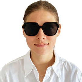 Mini Brille Stylish Sunglasses with Prescription Women's Butterfly, XL Rectangular Chunky or Hexagonal Oversize with Lightweight Plastic Frame, Large Lenses and Case, Reading Sunglasses Women,