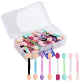 Fcozpjk 50PCS Chrome Nail Powder Applicator Brushes With Storage Box