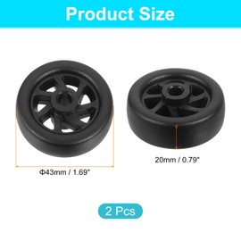 sourcing map 2Pcs 43 mm x 20 mm Luggage Wheel Replacement, Suitcase Trolley Wheels DIY Repair, Spinner Wheel Luggage Accessories, Swivel Wheels, Black