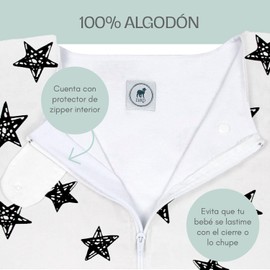 Nap Baby Saco para Dormir Bebé, Cobijas para Bebé para Vestir al Dormir. Saquitos para Dormir con Abertura para pies - 100% Algodón - Estrellitas Rellenas - 6 a 12 meses