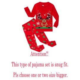 KikizYe Little Boys Girls Holiday Christmas Matching Family Long Sleeves Pajamas Set Red Size 6