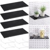 Wonderjune 4 Pcs Wooden Pegboard Shelves with Metal Pegboard Shelf