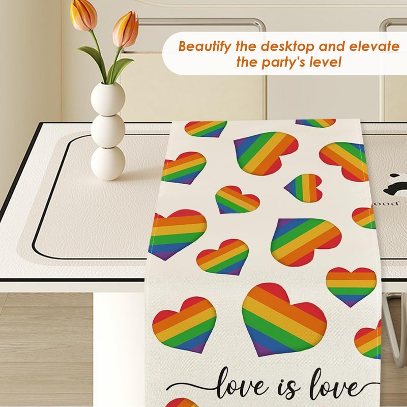 1 Heart Rainbow Tablecloth, 10 Rainbow Face Stickers, Pride Party