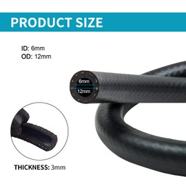 Zelbuck Diameter 6 mm Petrol Hose Kit, 1 Metre Fuel Gas Line with 6 Pieces Hose Clamps, Fuel Line, Oil Hose, Fuel Hose, Diesel Hose for Car, Motorcycle, Lawn Mower, Scooter